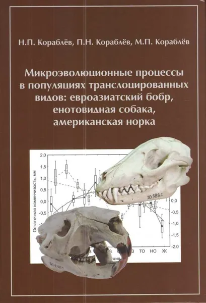 Обложка книги Микроэволюционные процессы в популяциях транслоцированных видов. Евроазиатский бобр, енотовидная собака, американская норка, Н. П. Кораблев,П. Н. Кораблев,М. П. Кораблев