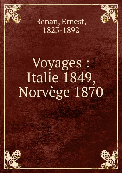 Обложка книги Voyages, Ernest Renan