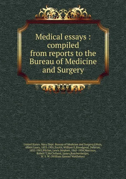 Обложка книги Medical essays, U.S. Navy