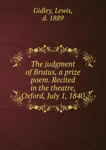 Обложка книги The judgment of Brutus, Lewis Gidley