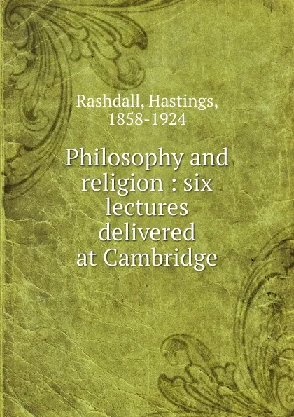 Обложка книги Philosophy and religion, Hastings Rashdall