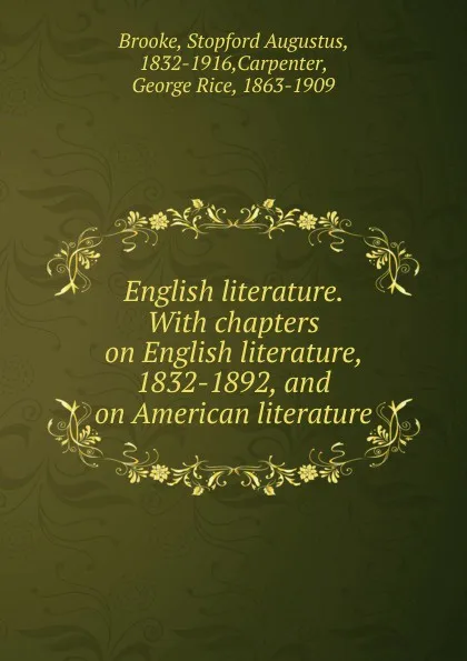 Обложка книги English literature, Stopford Augustus Brooke