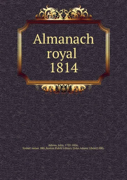 Обложка книги Almanach royal, John Adams