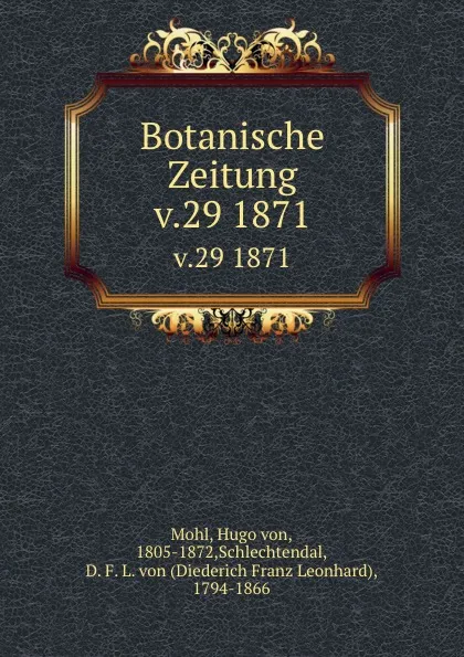 Обложка книги Botanische Zeitung, Hugo von Mohl