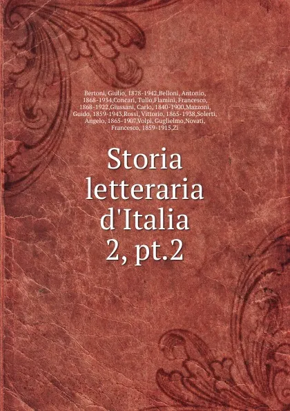 Обложка книги Storia letteraria d.Italia, Giulio Bertoni