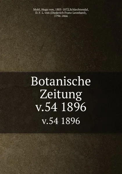 Обложка книги Botanische Zeitung, Hugo von Mohl