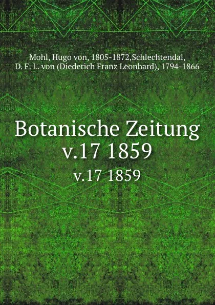 Обложка книги Botanische Zeitung, Hugo von Mohl