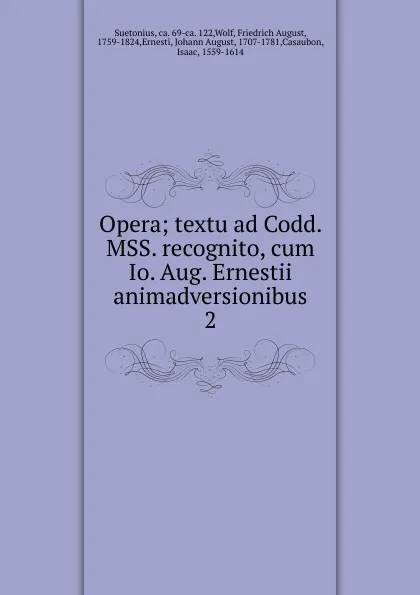 Обложка книги Opera, Friedrich August Wolf