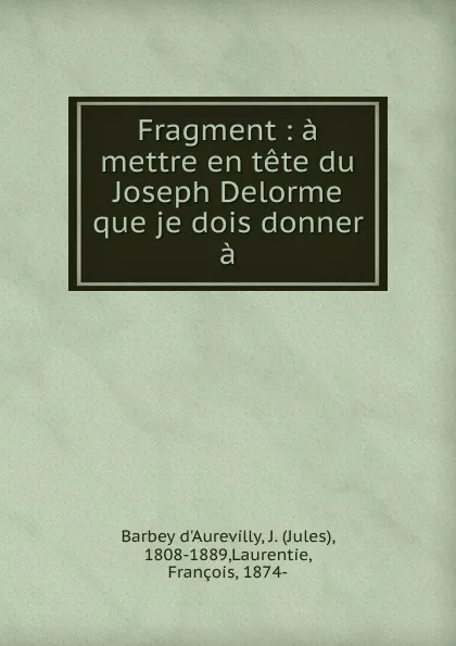 Обложка книги Fragment, Jules Barbey d'Aurevilly