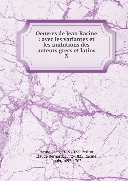 Обложка книги Oeuvres de Jean Racine, Jean Racine