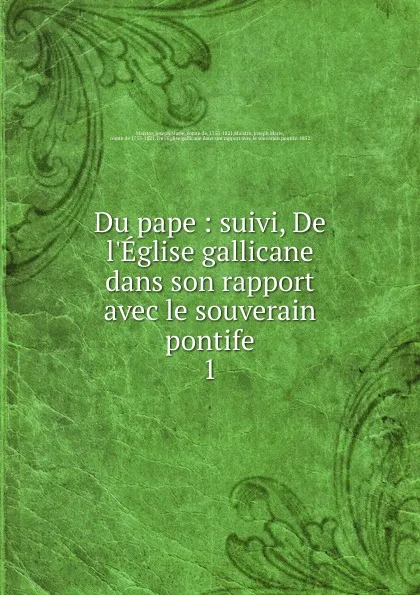 Обложка книги Du pape, Joseph Marie Maistre