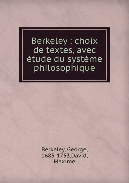 Обложка книги Berkeley, George Berkeley