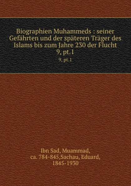 Обложка книги Biographien Muhammeds, Ibn Sad Muammad