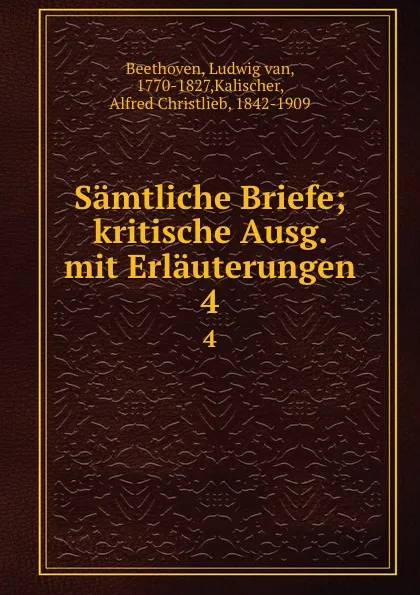 Обложка книги Samtliche Briefe, Ludwig van Beethoven