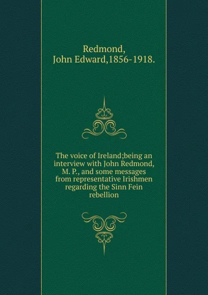 Обложка книги The voice of Ireland, John Edward Redmond