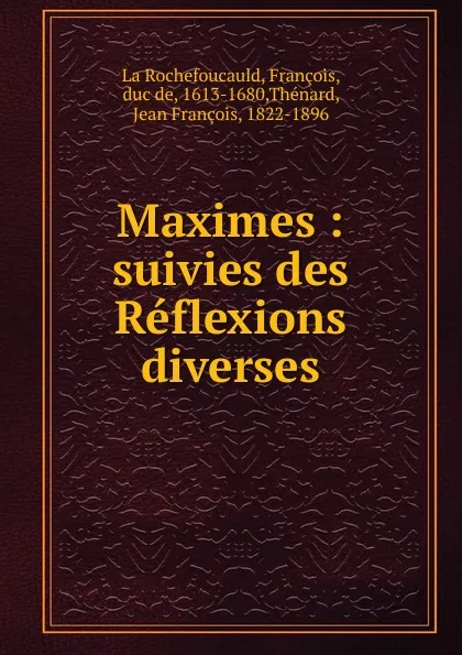 Обложка книги Maximes, François La Rochefoucauld