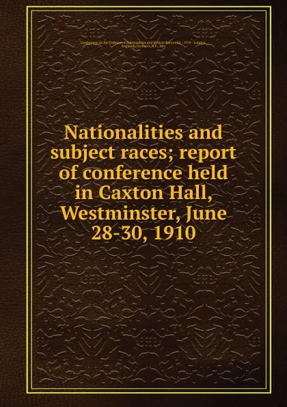 Обложка книги Nationalities and subject races, N.F. Dryhurst