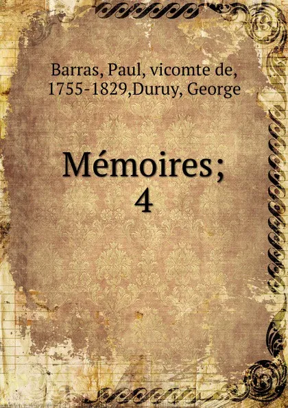 Обложка книги Memoires, Paul Barras