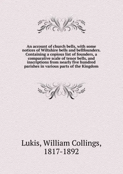 Обложка книги An account of church bells, William Collings Lukis