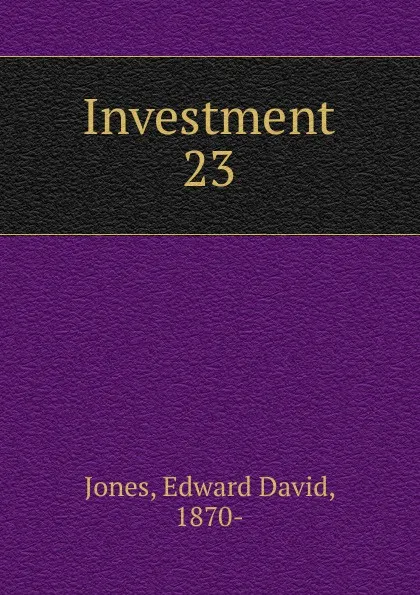 Обложка книги Investment, Edward David Jones