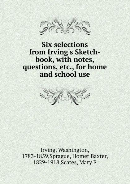 Обложка книги Six selections from Irving.s Sketch-book, Irving Washington