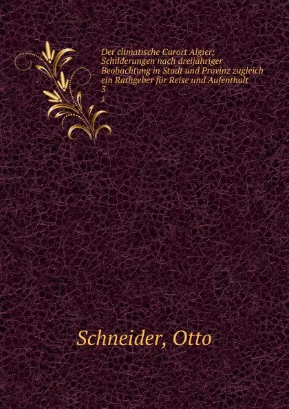 Обложка книги Der climatische Curort Algier, Otto Schneider