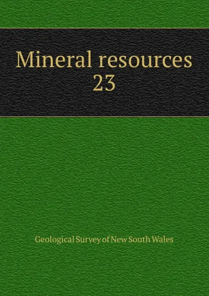 Обложка книги Mineral resources, Geological Survey of New South Wales