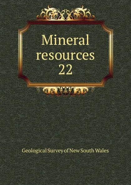 Обложка книги Mineral resources, Geological Survey of New South Wales