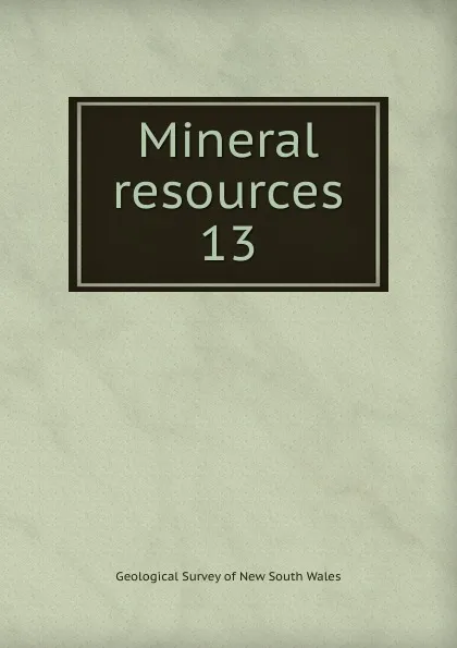 Обложка книги Mineral resources, Geological Survey of New South Wales