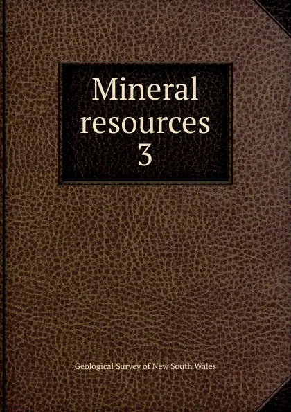 Обложка книги Mineral resources, Geological Survey of New South Wales