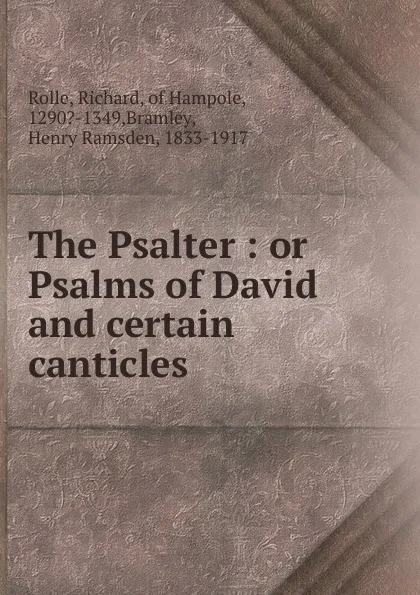 Обложка книги The Psalter, Richard Rolle