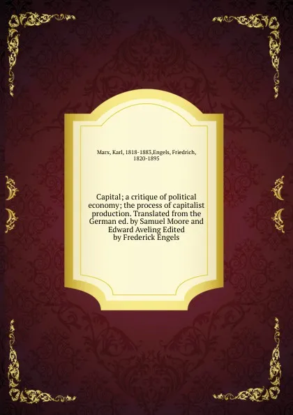 Обложка книги Capital, Karl Marx