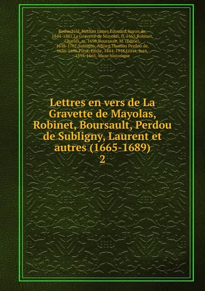 Обложка книги Lettres en vers de La Gravette de Mayolas, Robinet, Boursault, Perdou de Subligny, Laurent et autres (1665-1689), Nathan James Edouard Rothschild