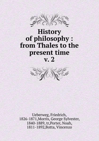 Обложка книги History of philosophy, Friedrich Ueberweg