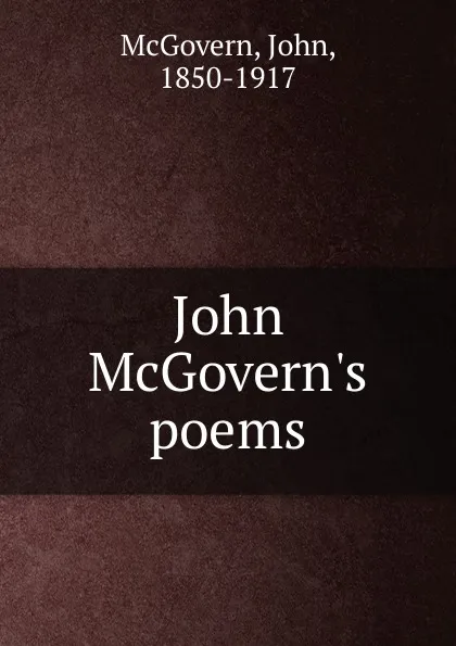 Обложка книги John McGovern.s poems, John McGovern