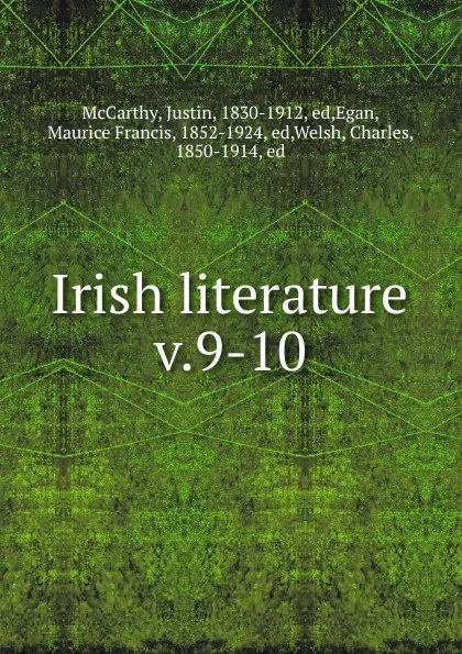 Обложка книги Irish literature, Justin McCarthy