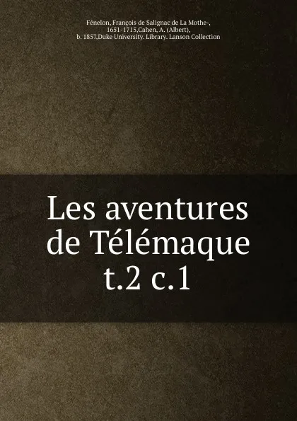 Обложка книги Les aventures de Telemaque, François de Salignac de La Mothe-Fénelon