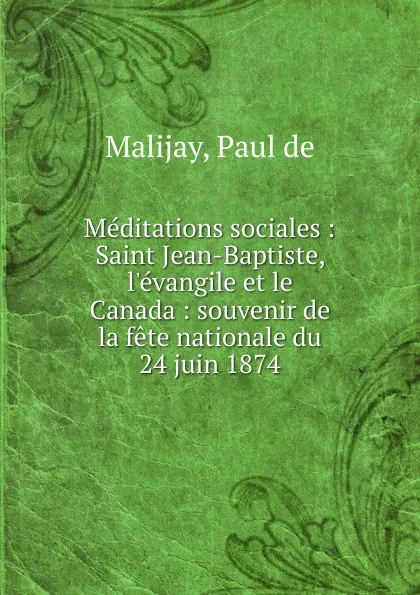 Обложка книги Meditations sociales, Paul de Malijay