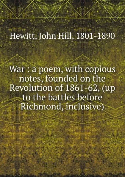 Обложка книги War, John Hill Hewitt