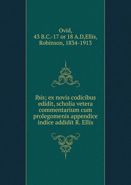 Обложка книги Ibis, Publius Ovidius Naso