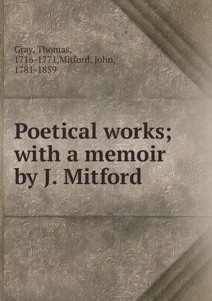 Обложка книги Poetical works, Thomas Gray