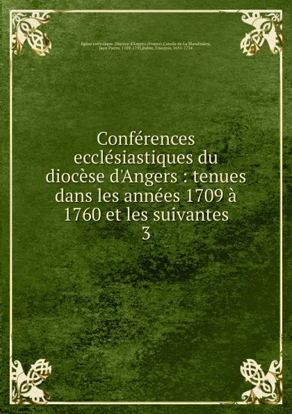 Обложка книги Conferences ecclesiastiques du diocese d.Angers, Jean Pierre