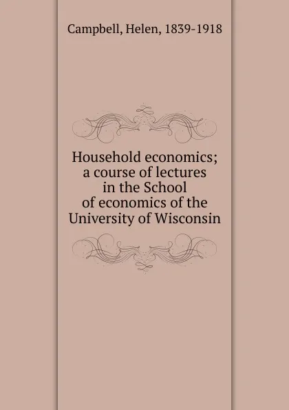 Обложка книги Household economics, Helen Campbell