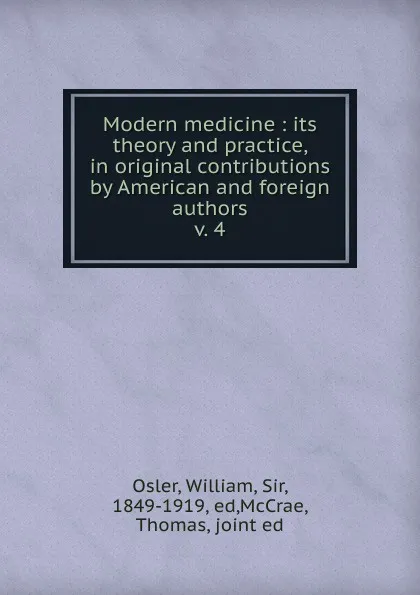 Обложка книги Modern medicine, William Osler