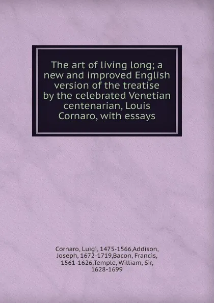 Обложка книги The art of living long, Luigi Cornaro