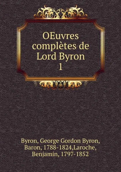 Обложка книги OEuvres completes de Lord Byron, George Gordon Byron