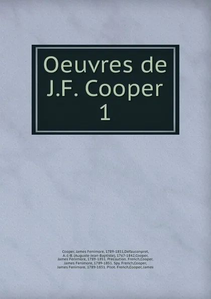 Обложка книги Oeuvres de J.F. Cooper, Cooper James Fenimore