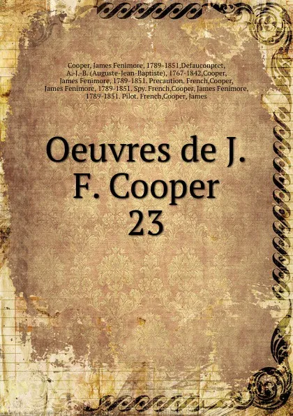 Обложка книги Oeuvres de J.F. Cooper, Cooper James Fenimore