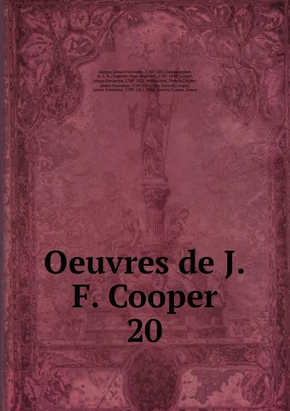 Обложка книги Oeuvres de J.F. Cooper, Cooper James Fenimore