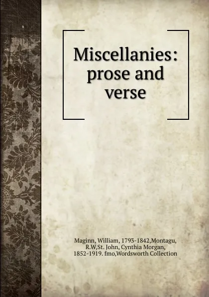 Обложка книги Miscellanies, William Maginn